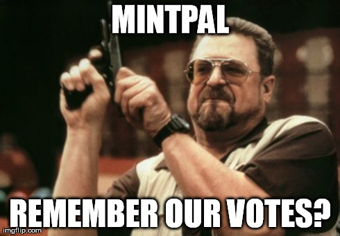 Am I The Only One Around Here Meme | MINTPAL REMEMBER OUR VOTES? | image tagged in memes,am i the only one around here | made w/ Imgflip meme maker