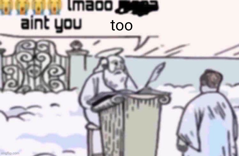 lmaoo aint you | too | image tagged in lmaoo aint you | made w/ Imgflip meme maker