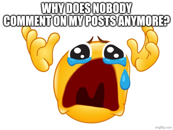 GUYS PLS GO TO MY ACCOUNT AND COMMENT ON MY MEMES I REALLY ENJOY SEEING PEOPLE'S OPINIONS ON MY STUFF AND CHATTING | WHY DOES NOBODY COMMENT ON MY POSTS ANYMORE? | image tagged in why,please | made w/ Imgflip meme maker