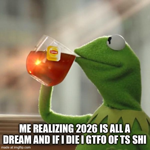 Me realizing 2026 is all a dream and if I die I gtfo of ts shi | image tagged in memes,but that's none of my business,kermit the frog | made w/ Imgflip meme maker