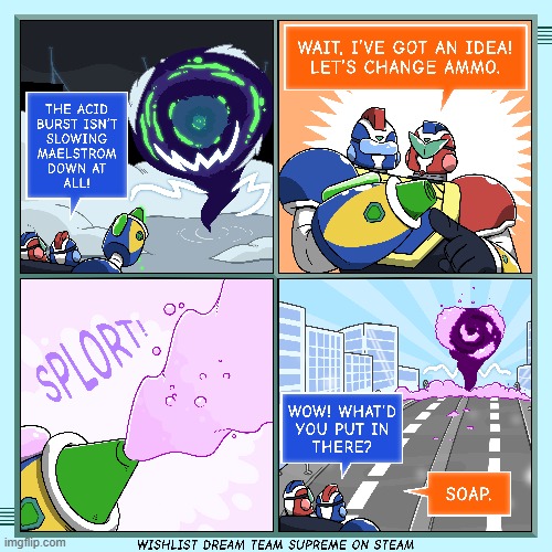 Super Supreme VS Maelstrom | image tagged in robot,scientists,tornado,acid,soap,success | made w/ Imgflip meme maker