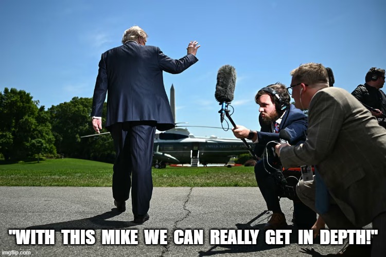 Presidential Coverage | "with  this  mike  we  can  really  get  in  depth!" | image tagged in donald trump approves | made w/ Imgflip meme maker