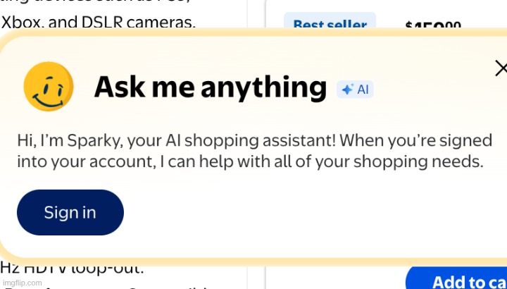 Hello I'm sparkity your personal walmart website helper | image tagged in verity,walmart | made w/ Imgflip meme maker