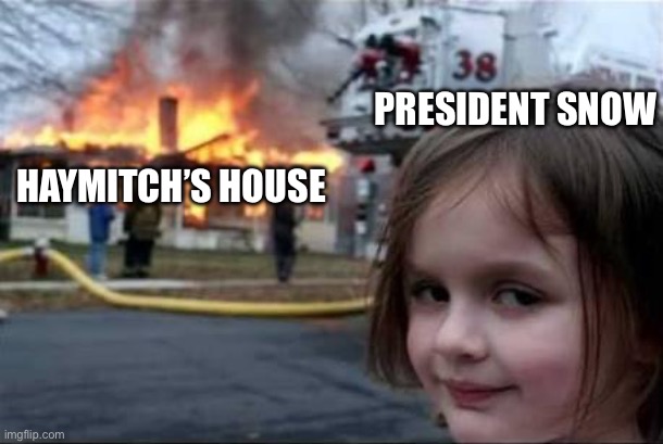 Real | President snow; Haymitch’s house | image tagged in burning house girl | made w/ Imgflip meme maker