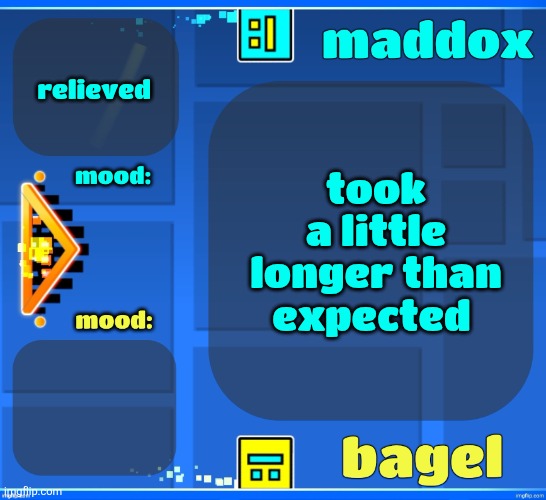 how do we like ts | relieved; took a little longer than expected | image tagged in bagel maddox shared temp | made w/ Imgflip meme maker