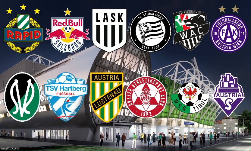 Prediction: the 12 teams for Austrian Bundesliga 2027/2028 edition | image tagged in rapid wien,austria wien,sturm graz,salzburg,austria,lask | made w/ Imgflip meme maker