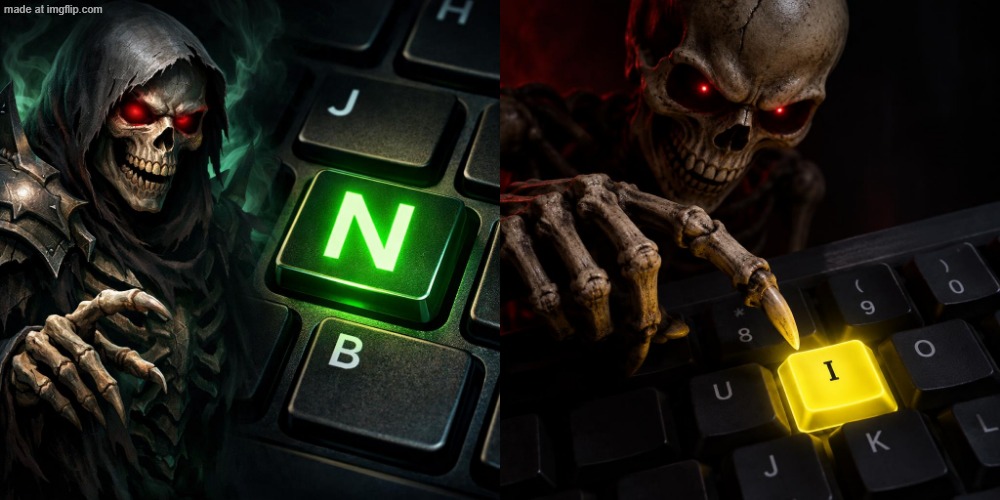 Soon... | image tagged in evil skeleton next to a keyboard key with the highlighted n ke,evil ass skeleton next to a highighted i key on a keyboard | made w/ Imgflip meme maker