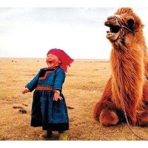 happy girl and camel Blank Meme Template