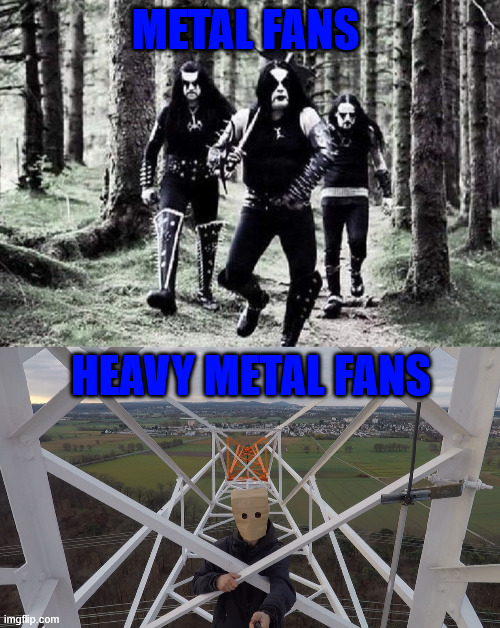 Huge Heavy Metal Fans | metal fans; heavy metal fans | image tagged in heavymetal,lattice climbing,metalhead,memes,latticeclimbing,climbing memes | made w/ Imgflip meme maker