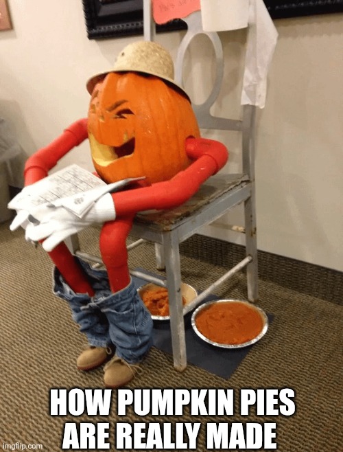 How Pumpkin Pies Are Really Made | How pumpkin pies
Are really made | image tagged in chrisjoines1 | made w/ Imgflip meme maker