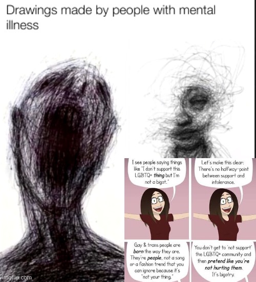 Leftist comic "artist" Pizzacake proves herself to be the most mentally ill woman on the internet | image tagged in drawings made by people with mental illness,pizzacake,stupid liberals,liberal logic,snowflake,lgbtq | made w/ Imgflip meme maker