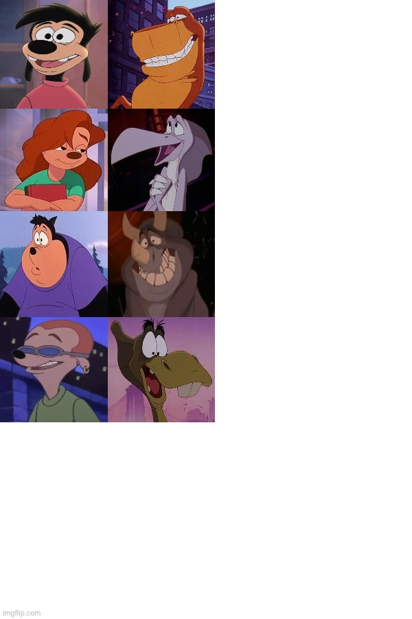 We’re Back! A Dinosaur’s Story x A Goofy Movie | image tagged in a goofy movie,we re back a dinosaur s story,disney,universal,matchup,crossover | made w/ Imgflip meme maker