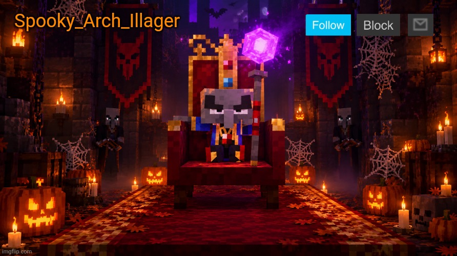 My new announcement template. Rate it 1-10 | Spooky_Arch_Illager | image tagged in arch illager | made w/ Imgflip meme maker