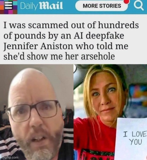 Another sad bald unc falling for obvious ai scams. | made w/ Imgflip meme maker