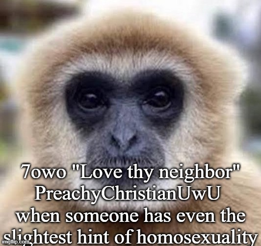‎ ‎ ‎ ‎ ‎ ‎ ‎ ‎ ‎ ‎ ‎ ‎ ‎ ‎ ‎ ‎ ‎ ‎ ‎ ‎ ‎ ‎ ‎ ‎ ‎ ‎ ‎ ‎ ‎ ‎ ‎ ‎ ‎ ‎ ‎ ‎ ‎ ‎ ‎ ‎ ‎ ‎ ‎ ‎ ‎ ‎ ‎ ‎ ‎ ‎ ‎ ‎ ‎ ‎ ‎ ‎ ‎ ‎ ‎ ‎ ‎ ‎ ‎ ‎ | 7owo‎ "Love thy neighbor"‎ PreachyChristianUwU 
when someone has even the slightest hint of homosexuality | made w/ Imgflip meme maker