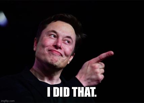 Elon musk | I did that. | image tagged in elon musk | made w/ Imgflip meme maker