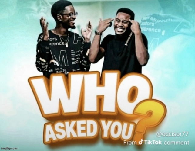 Who asked you? | image tagged in who asked you | made w/ Imgflip meme maker