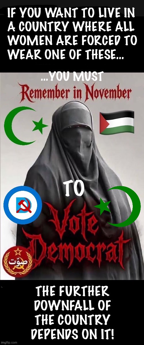 Maybe not now, but in the not too distant future if they get their way | image tagged in political meme,vote democrat,islam,in november,the further downfall of the country,it depends on it | made w/ Imgflip meme maker