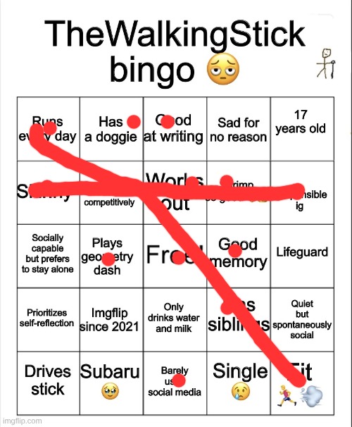 talk about a loser | image tagged in thewalkingstick bingo | made w/ Imgflip meme maker