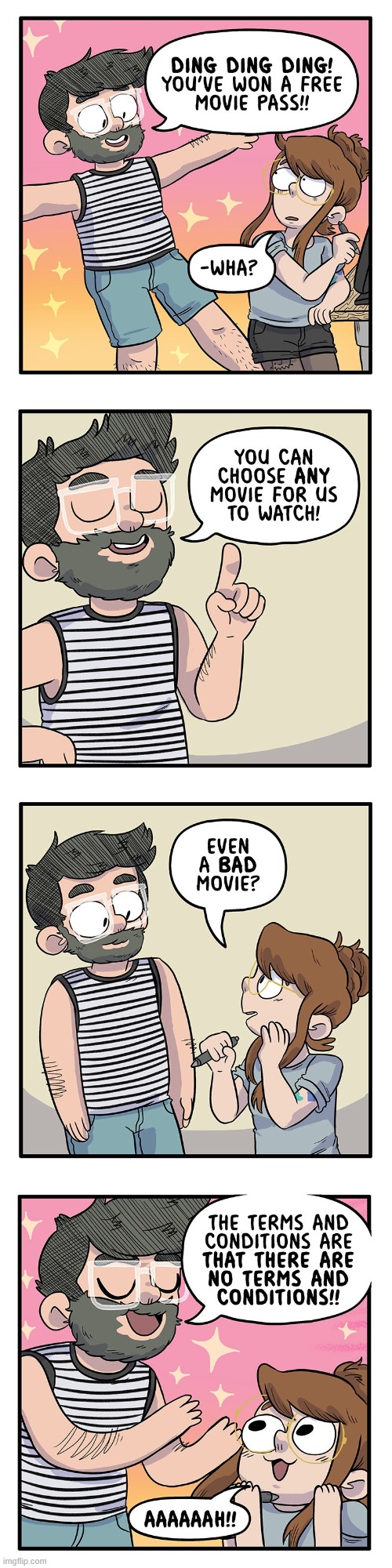 image tagged in free,movie,pass,terms and conditions,none,oh yeah | made w/ Imgflip meme maker