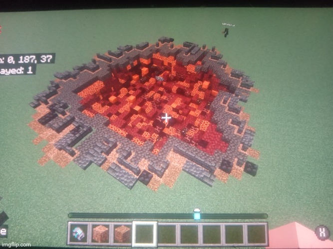 We built a crater | image tagged in minecraft,gaming,video games,nintendo switch,screenshot | made w/ Imgflip meme maker