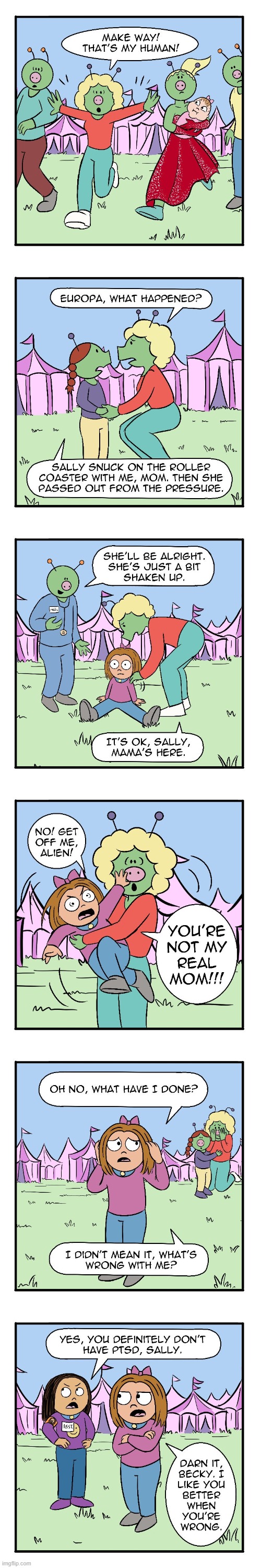 image tagged in humans,sally,aliens,mom,ptsd,oof | made w/ Imgflip meme maker