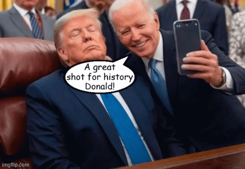 Pictures for posterity | image tagged in gifs,pictures for posterity,joe's selfies with donald,sleeping ugly,barney google,maga memories | made w/ Imgflip images-to-gif maker