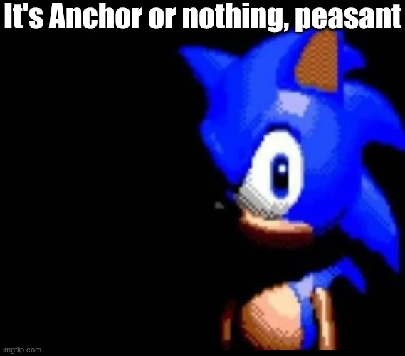 Sonic stares | It's Anchor or nothing, peasant | image tagged in sonic stares | made w/ Imgflip meme maker
