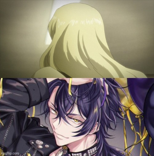 Haruomi Falls in Love with Trish | image tagged in who falls in love with trish,trish,devil may cry,paradox live,haruomi shingu,anime meme | made w/ Imgflip meme maker