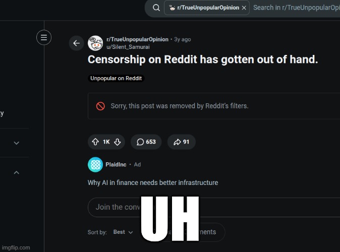 NSFW now means Not Safe For World | uh | image tagged in irony | made w/ Imgflip meme maker