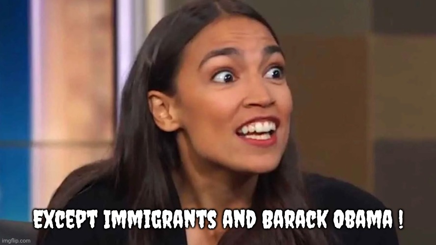 Crazy AOC | Except Immigrants and Barack Obama ! | image tagged in crazy aoc | made w/ Imgflip meme maker