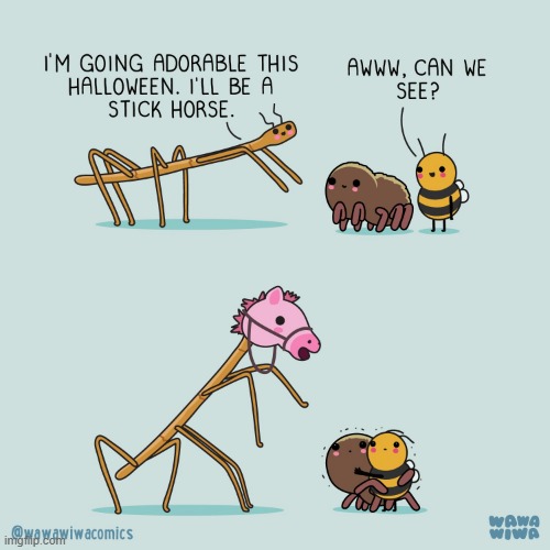 image tagged in spider,bee,stickbug,halloween,horse,hobby horse | made w/ Imgflip meme maker