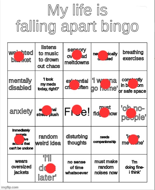 first bingo thing im doing. how is ts trendy | image tagged in my life is falling apart bingo | made w/ Imgflip meme maker