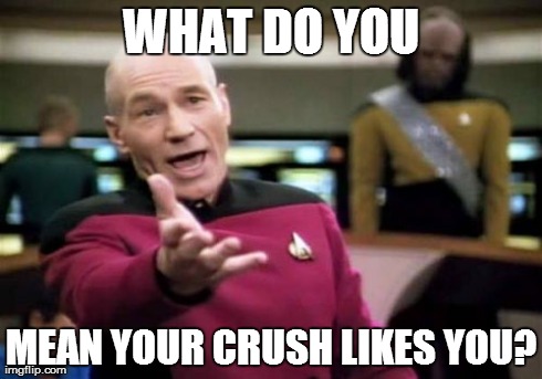 Picard Wtf | WHAT DO YOU MEAN YOUR CRUSH LIKES YOU? | image tagged in memes,picard wtf | made w/ Imgflip meme maker