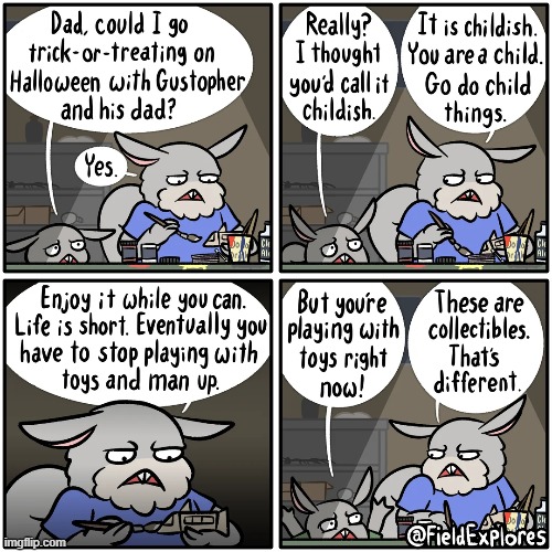image tagged in chinchilla,dad,halloween,toys,collectables,irony | made w/ Imgflip meme maker