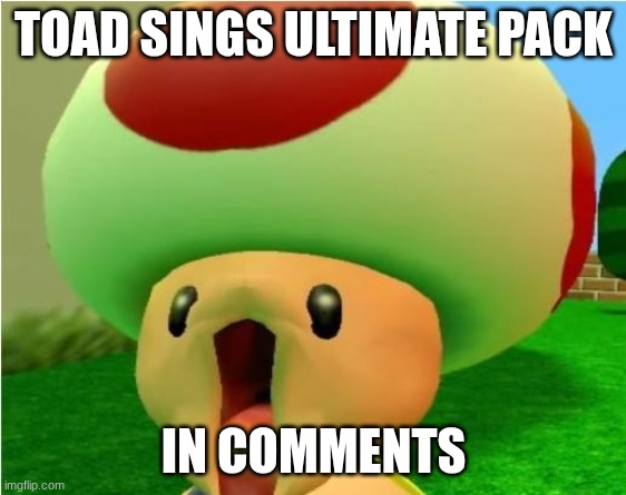 https://scratch.mit.edu/projects/1391552470/fullscreen/ | TOAD SINGS ULTIMATE PACK; IN COMMENTS | image tagged in excited toad,link,toad,funny,memes | made w/ Imgflip meme maker