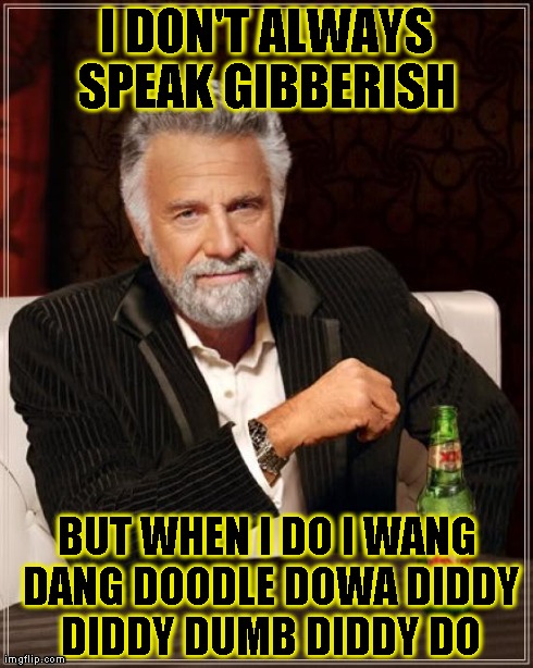 The Most Interesting Man In The World Meme | I DON'T ALWAYS SPEAK GIBBERISH  BUT WHEN I DO I WANG DANG DOODLE DOWA DIDDY DIDDY DUMB DIDDY DO | image tagged in memes,the most interesting man in the world | made w/ Imgflip meme maker