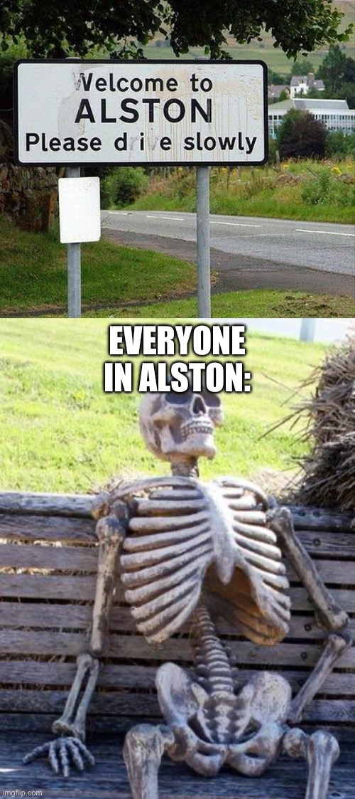 Is Alston abandoned? | Everyone in Alston: | image tagged in memes,waiting skeleton | made w/ Imgflip meme maker