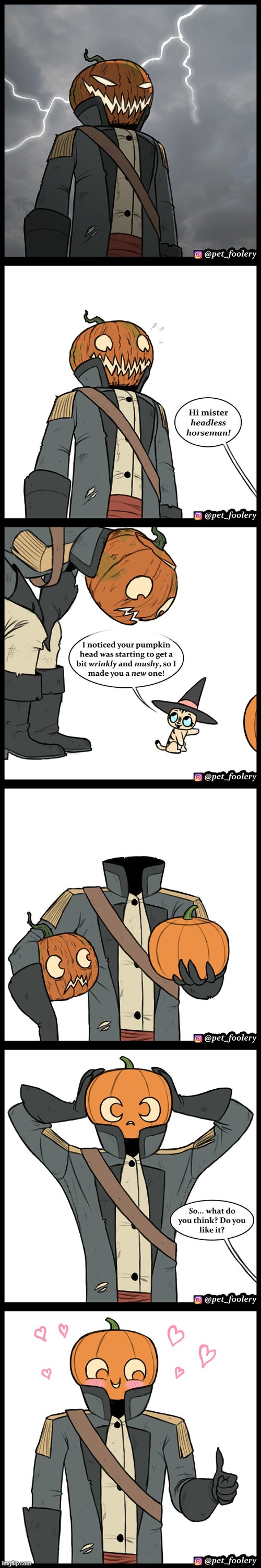 image tagged in headless horseman,cat,pumpkin,jack-o-lantern,cute,aww | made w/ Imgflip meme maker