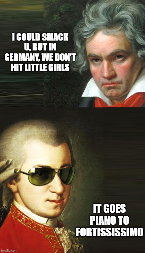 epic rap battle | i could smack u, but in germany, we don't hit little girls; IT GOES PIANO TO FORTISSISSIMO | image tagged in germans vs austrians | made w/ Imgflip meme maker