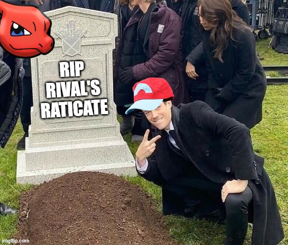 classic | rip rival's raticate | image tagged in peace sign tombstone,pokemon memes,pokemon,nintendo,theory | made w/ Imgflip meme maker