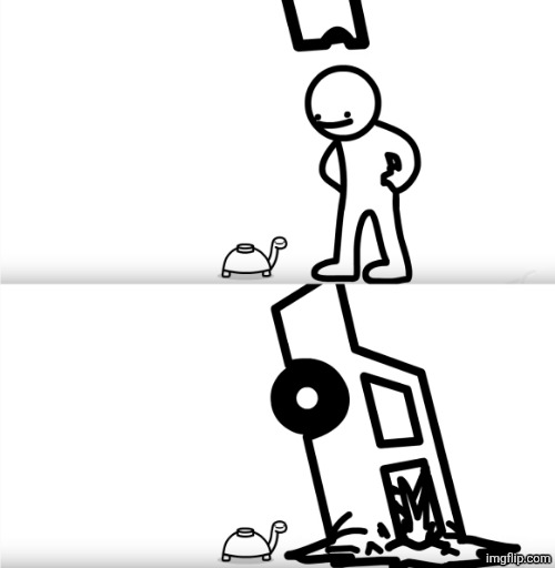 image tagged in car crashing on person | made w/ Imgflip meme maker