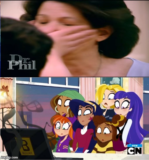 Super Hero Girls reaction to Noah slapping his mother | image tagged in super hero girls watching something | made w/ Imgflip meme maker