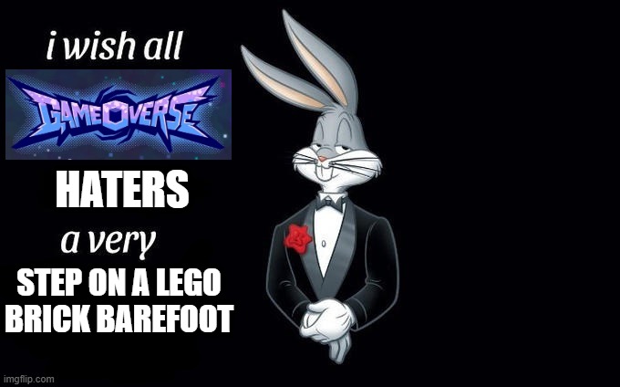 Screw the haters. I'm hyped for Game-O-verse. | haters; step on a lego brick barefoot | image tagged in i wish all x a very y | made w/ Imgflip meme maker