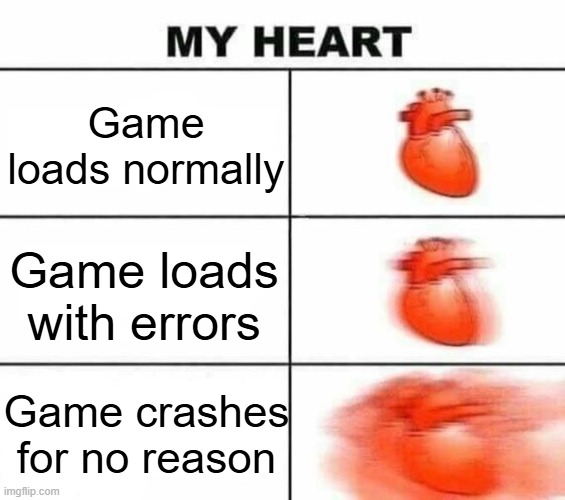 w curseforge | Game loads normally; Game loads with errors; Game crashes for no reason | image tagged in my heart blank,minecraft,minecraft memes,mods | made w/ Imgflip meme maker