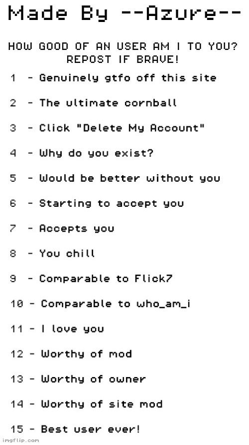 How good of an user am I to you? | image tagged in how good of an user am i to you | made w/ Imgflip meme maker