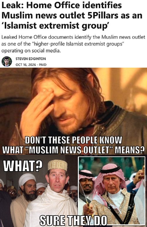 Plus, June 28, 2025: UK firms investigated for ‘helping Iran’s nuclear program’... | image tagged in frustrated boromir,uk,radical islam,islam,politics | made w/ Imgflip meme maker
