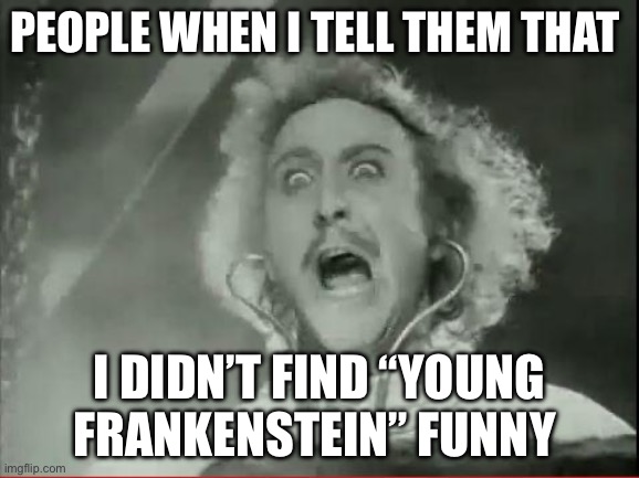 Young Frankenstein | People when I tell them that; I didn’t find “young Frankenstein” funny | image tagged in young frankenstein,frankenstein,funny,movies,movie | made w/ Imgflip meme maker