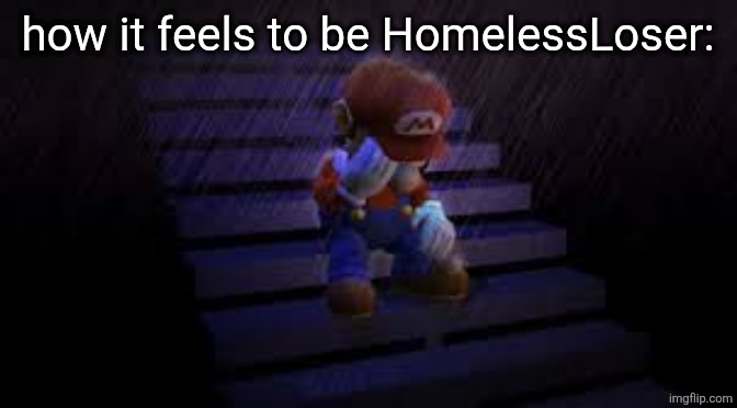 Sad mario | how it feels to be HomelessLoser: | image tagged in sad mario | made w/ Imgflip meme maker