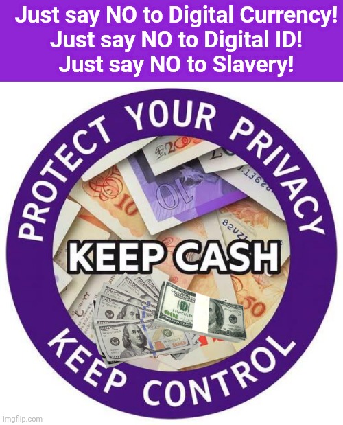Just say NO to Digital Currency | Just say NO to Digital Currency!
Just say NO to Digital ID!
Just say NO to Slavery! | image tagged in memes,digital currency,digital id,slavery | made w/ Imgflip meme maker
